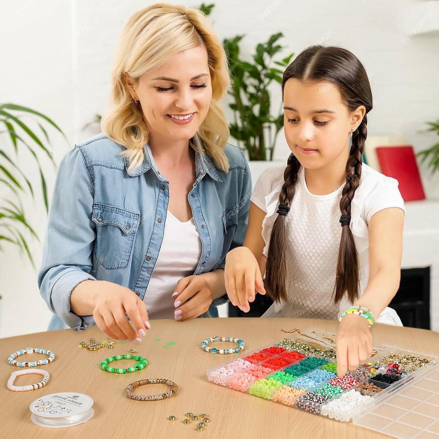 Dowsabel 6000 Pcs Clay Beads Bracelet Making Kit for Beginner, Clay Beads with Charms Kit for Jewelry Making Crafts Toys DIY Arts and Crafts for Kids Age 6-13