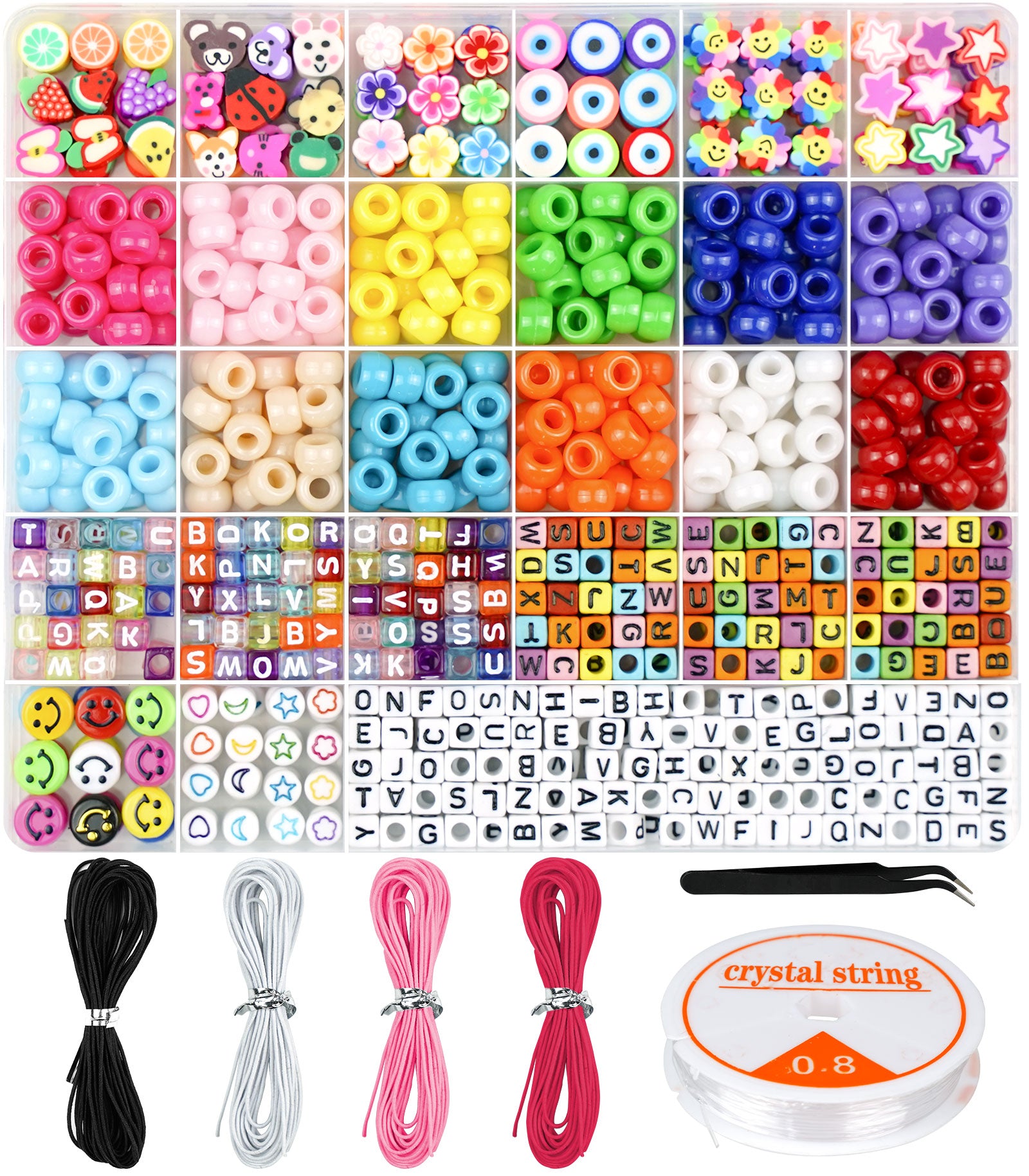 3700 Pcs Clay Beads 2 Boxes Friendship Bracelet Making Kit 24