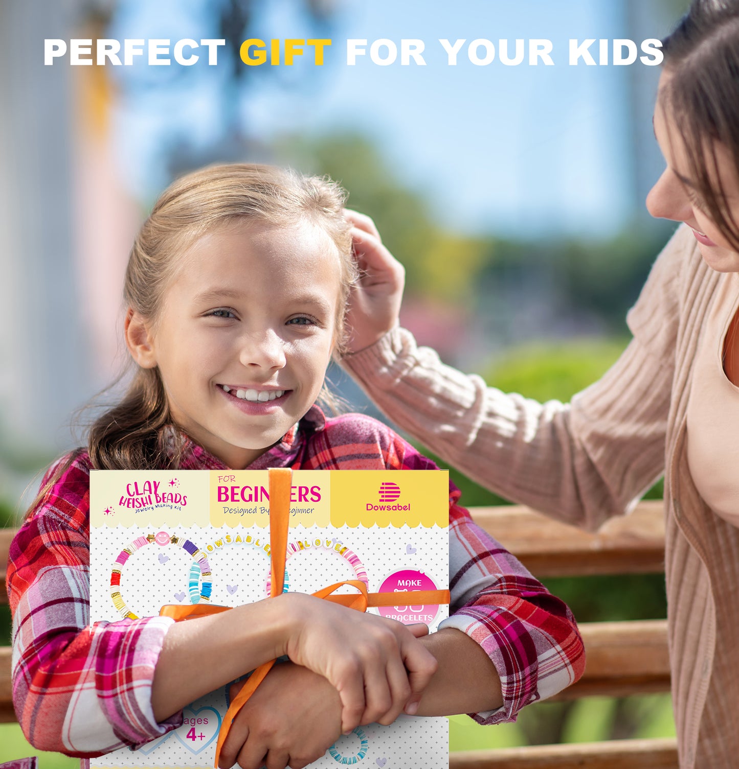 Dowsabel 20 Colors Clay Beads Bracelet Making Kit for Beginner, 5000Pcs Heishi Flat Round Polymer Clay Beads with Charms Kit for Jewelry Making, DIY Arts and Crafts Gifts Toys for Kids Age 6-12