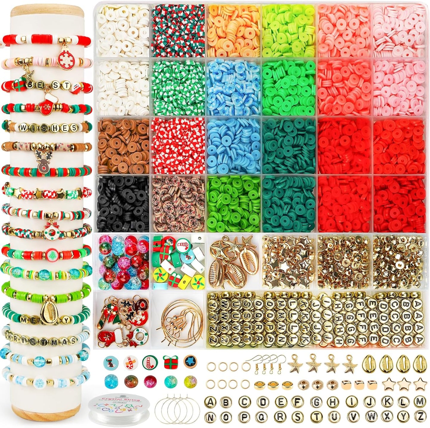 Dowsabel 6000 Pcs Clay Beads Bracelet Making Kit for Beginner, Clay Beads with Charms Kit for Jewelry Making Crafts Toys DIY Arts and Crafts for Kids Age 6-13