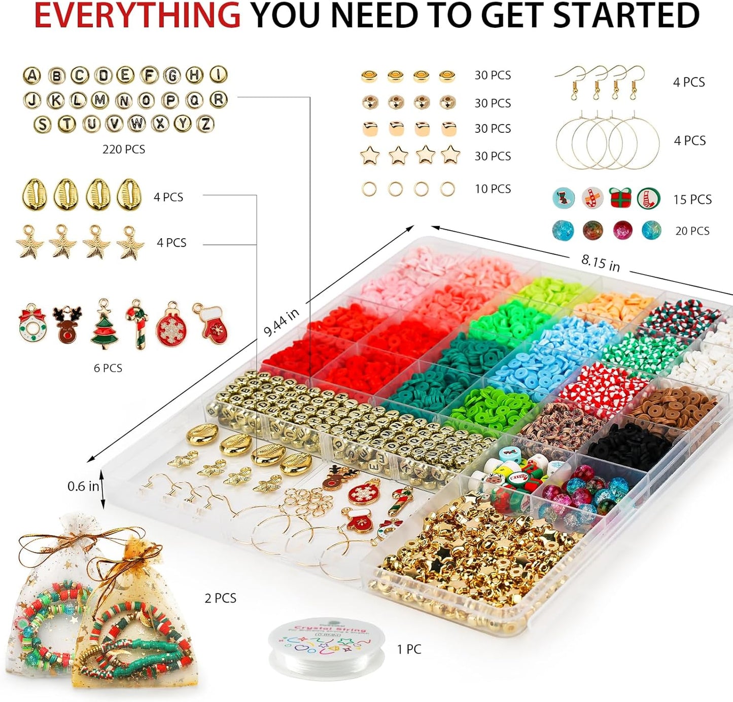 Dowsabel 6000 Pcs Clay Beads Bracelet Making Kit for Beginner, Clay Beads with Charms Kit for Jewelry Making Crafts Toys DIY Arts and Crafts for Kids Age 6-13