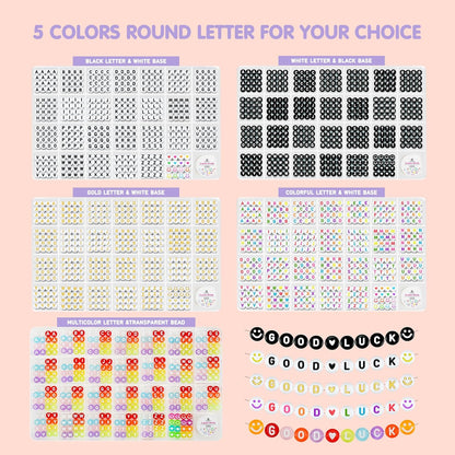 Dowsabel 1400 Pcs Letter Beads, 4x7mm Round Alphabet Beads for Bracelets in 28 Grid Box for Jewelry Making Friendship Bracelet Kit with 1 Roll Crystal String, Gift for Girls Ages 6-13