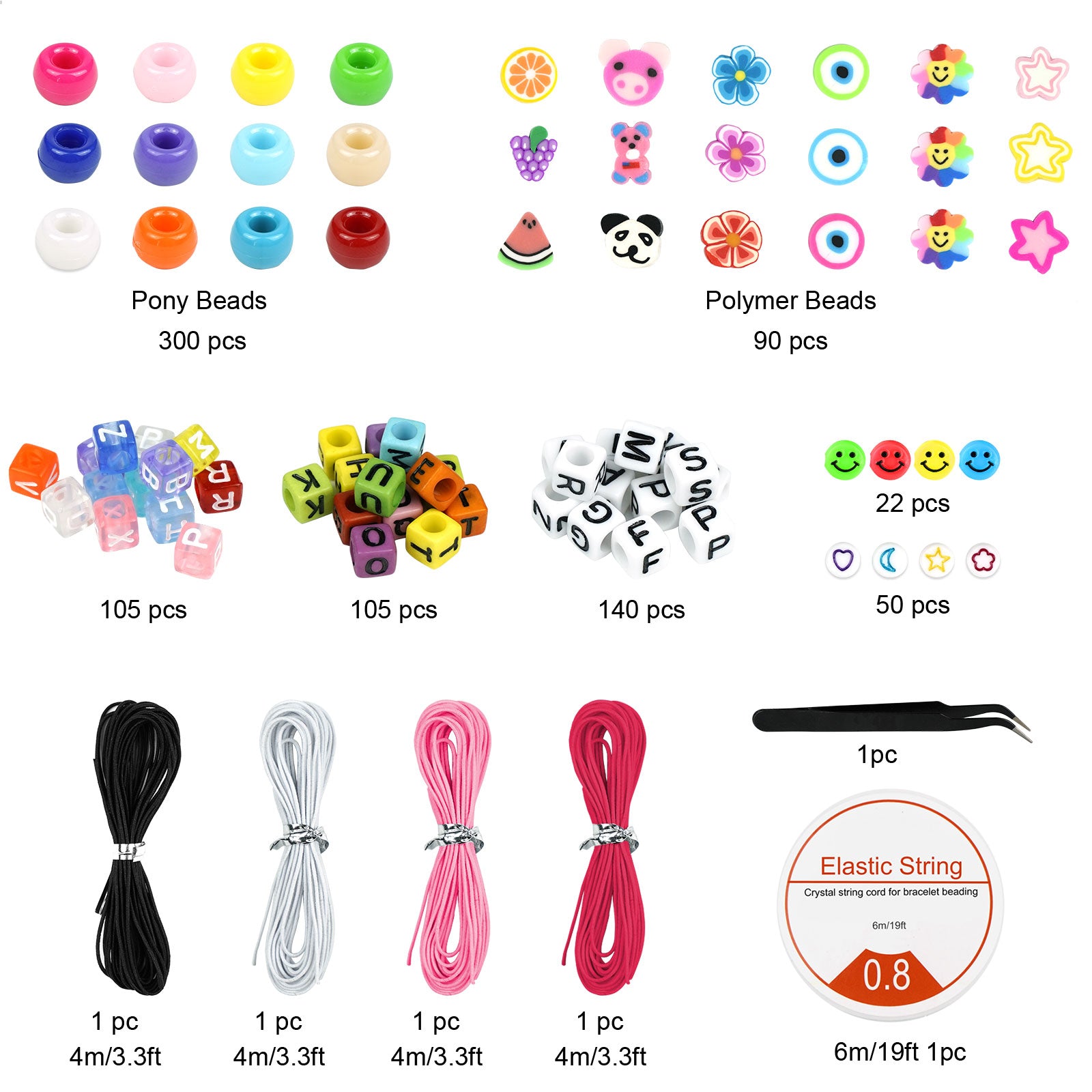 Flat Clay Beads For Jewelry Bracelet Making Kit,6mm Flat Polymer Heishi  Beads DIY Arts And Crafts Kit With Face Letter Bead,Gifts Toys For Girls  Age 6-12 (Some Parts Are Random)