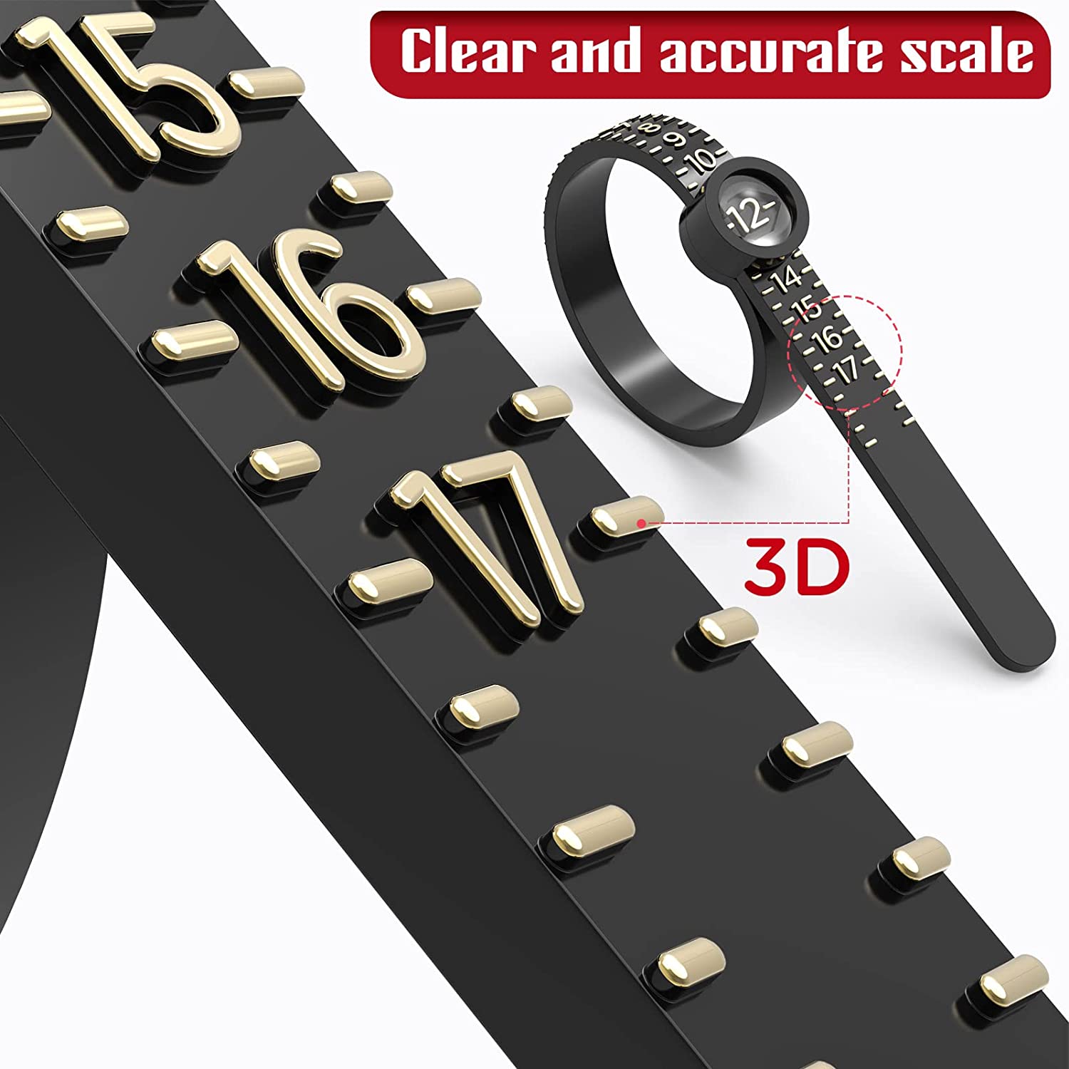 Ring Sizer Dowsabel Ring Sizer Measuring Tool Reusable Finger Size Measuring Tape with Magnified Glass Clear and Accurate Jewelry Sizing Tool 1 17